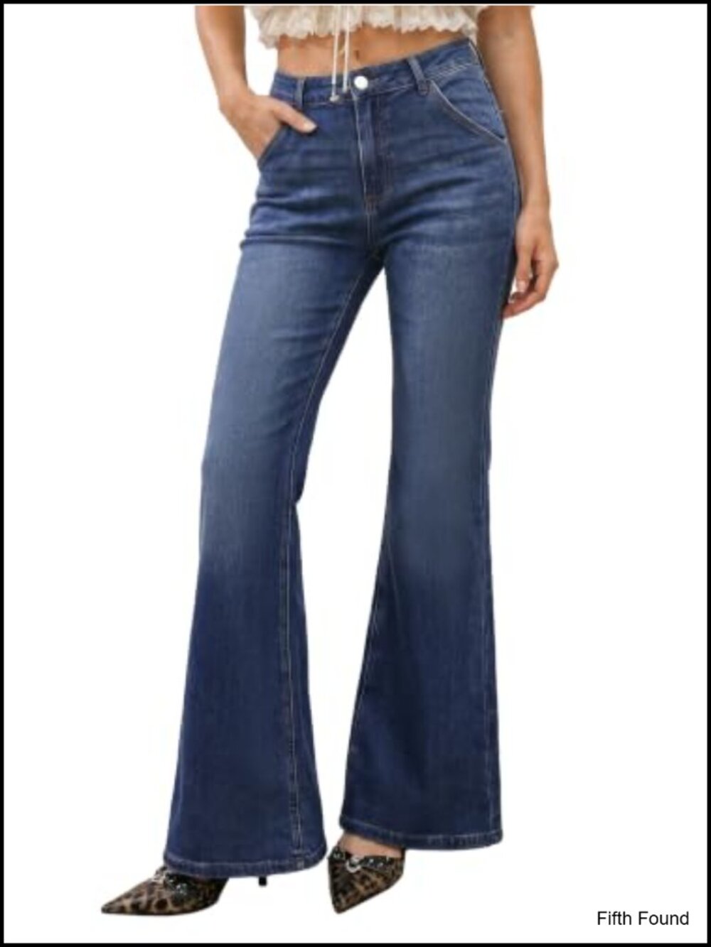 Women's 4-Way Stretch High Waisted Flare Jeans Bell Bottom Denim Jegging
